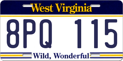 WV license plate 8PQ115