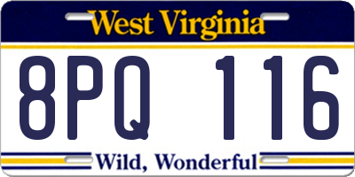 WV license plate 8PQ116