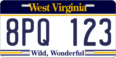 WV license plate 8PQ123