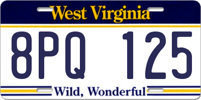 WV license plate 8PQ125