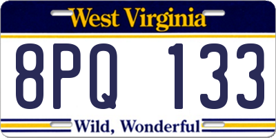 WV license plate 8PQ133