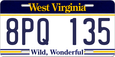 WV license plate 8PQ135