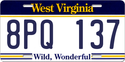 WV license plate 8PQ137