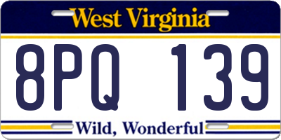 WV license plate 8PQ139