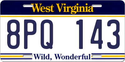 WV license plate 8PQ143