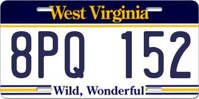 WV license plate 8PQ152