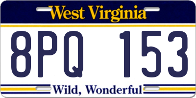 WV license plate 8PQ153