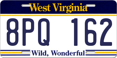 WV license plate 8PQ162