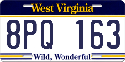 WV license plate 8PQ163