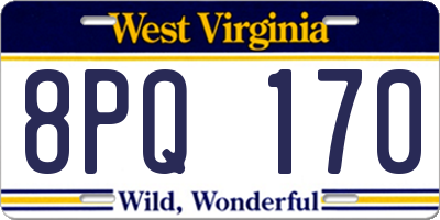 WV license plate 8PQ170