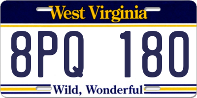 WV license plate 8PQ180