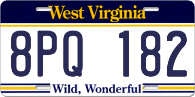 WV license plate 8PQ182