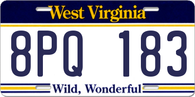 WV license plate 8PQ183