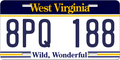 WV license plate 8PQ188