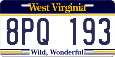 WV license plate 8PQ193
