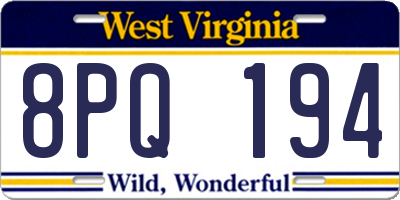 WV license plate 8PQ194