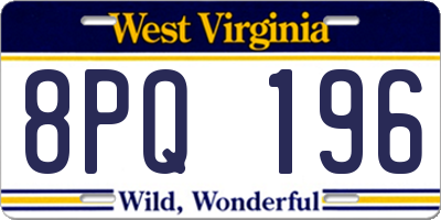 WV license plate 8PQ196