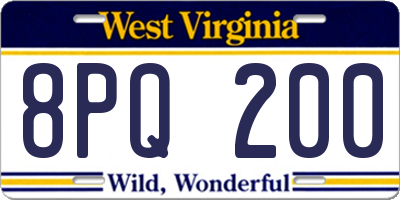 WV license plate 8PQ200