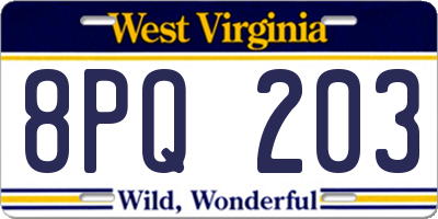 WV license plate 8PQ203
