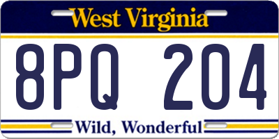 WV license plate 8PQ204
