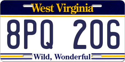 WV license plate 8PQ206