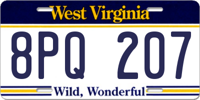 WV license plate 8PQ207