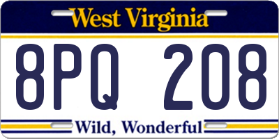 WV license plate 8PQ208
