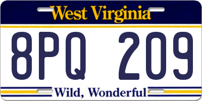 WV license plate 8PQ209