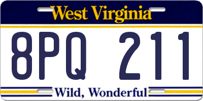WV license plate 8PQ211