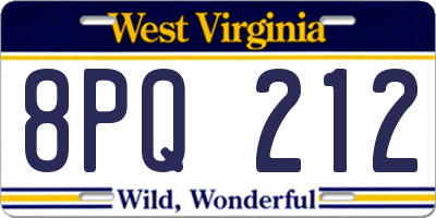 WV license plate 8PQ212