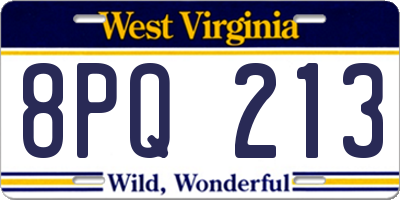 WV license plate 8PQ213