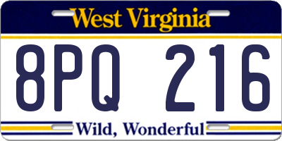 WV license plate 8PQ216