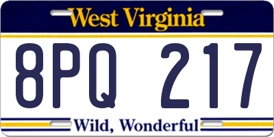 WV license plate 8PQ217