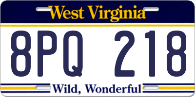 WV license plate 8PQ218