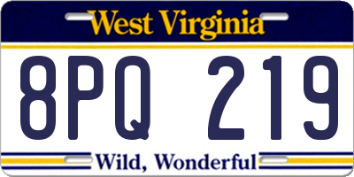 WV license plate 8PQ219