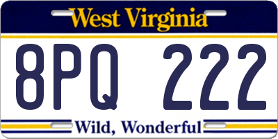 WV license plate 8PQ222