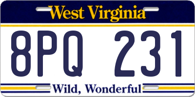 WV license plate 8PQ231