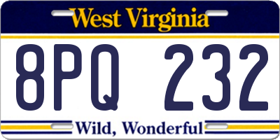 WV license plate 8PQ232