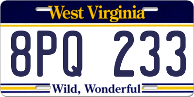 WV license plate 8PQ233