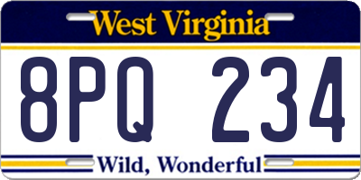 WV license plate 8PQ234