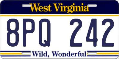 WV license plate 8PQ242