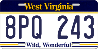 WV license plate 8PQ243