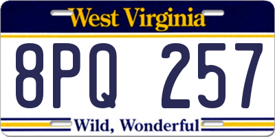 WV license plate 8PQ257