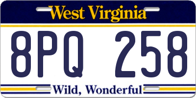 WV license plate 8PQ258