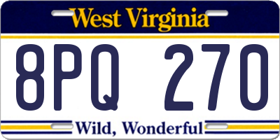 WV license plate 8PQ270