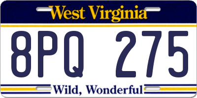 WV license plate 8PQ275