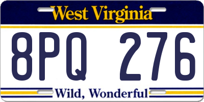 WV license plate 8PQ276