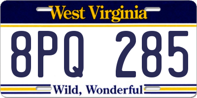 WV license plate 8PQ285