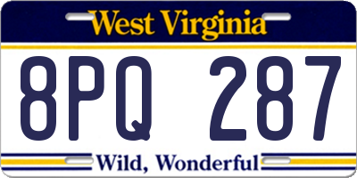 WV license plate 8PQ287