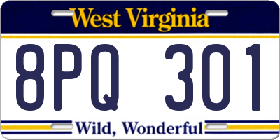 WV license plate 8PQ301